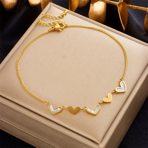 316L Stainless Steel Heart Love Charm Anklets For Women
