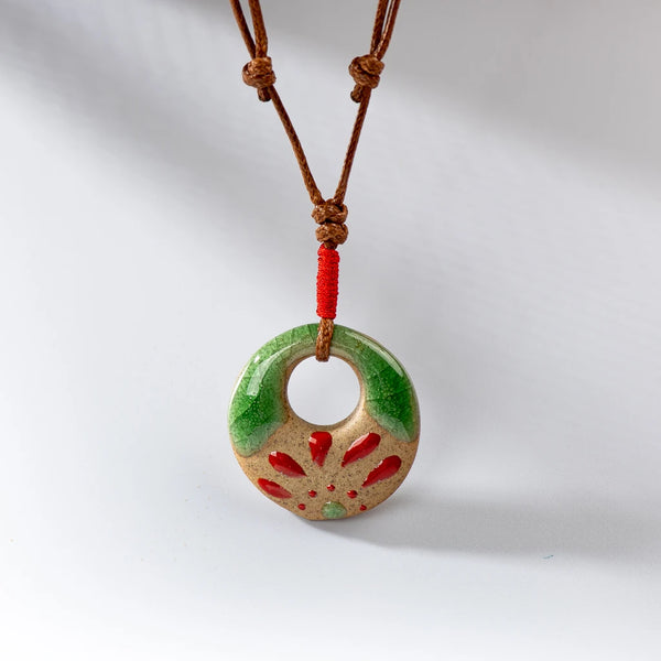 Collar de cerámica ajustable de porcelana pintada a mano vintage, hecho a mano, regalo