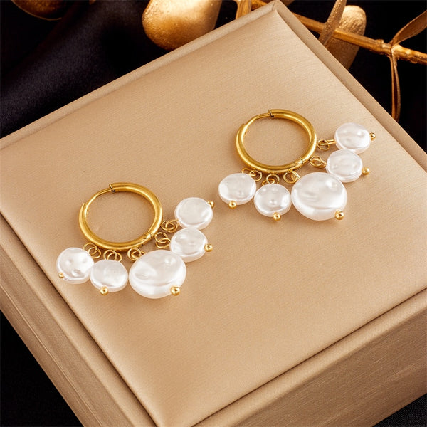 316L Stainless Steel Pearls Earrings For Women