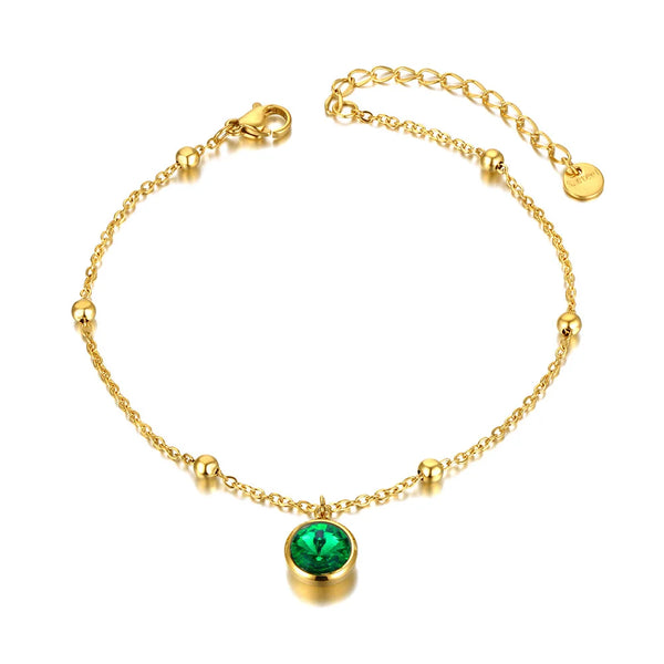 Tobilleras de cadena de eslabones de acero inoxidable y titanio para mujer