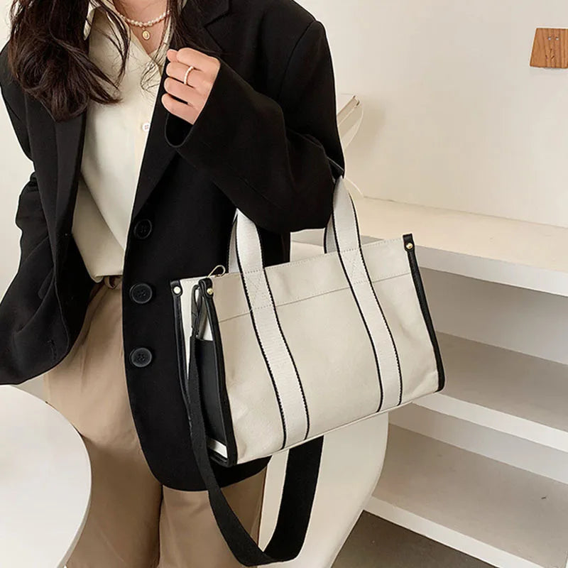 Women's Canvas Simple Tote Handbag Fashion Single-shoulder Messenger Bag