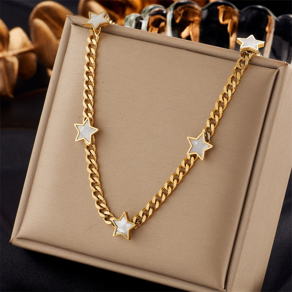 316L Stainless Steel Pentagram Star Pendant Necklace For Women