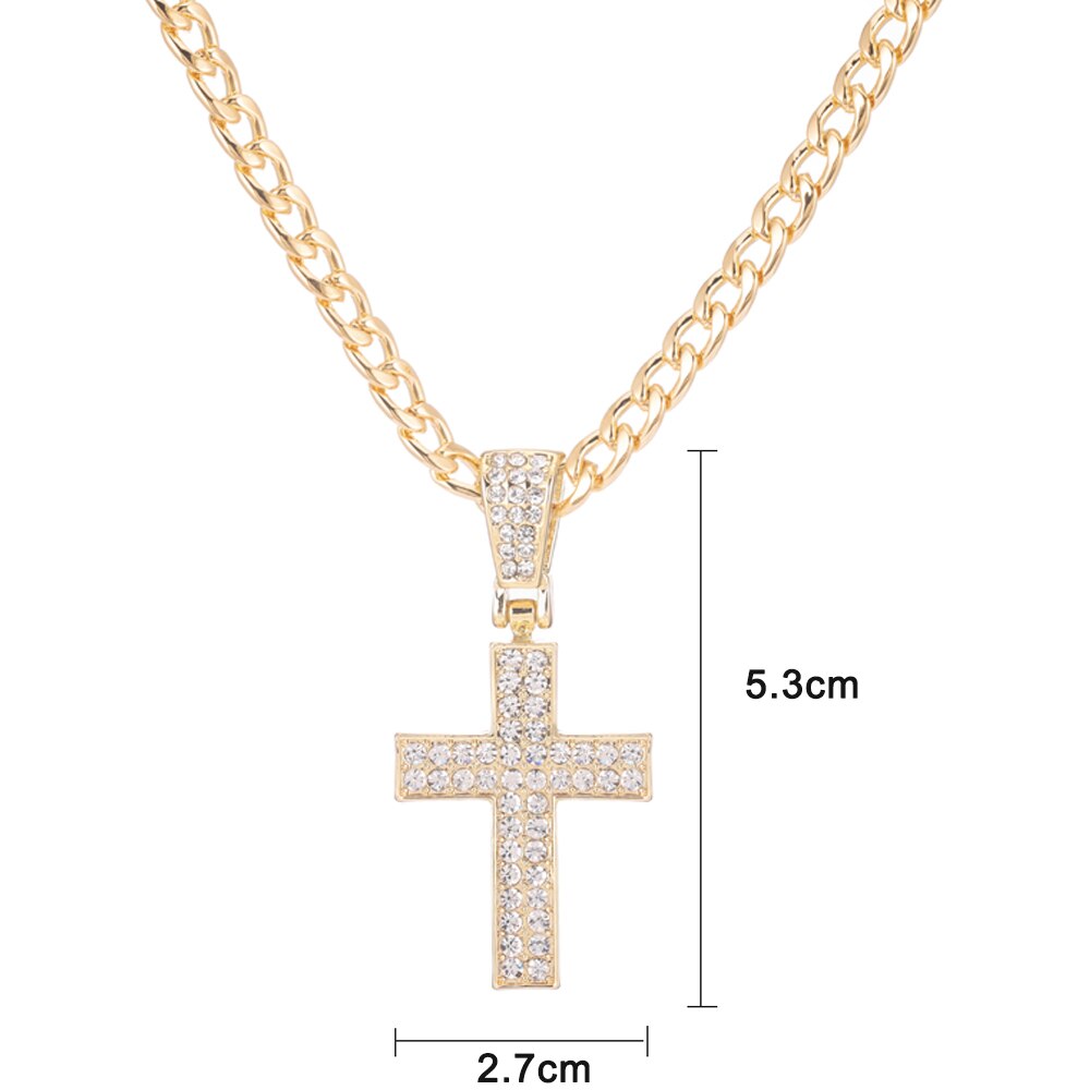 New Cross Pendant Necklace White Gold Plated Iced Full Micro Pave CZ Pendant