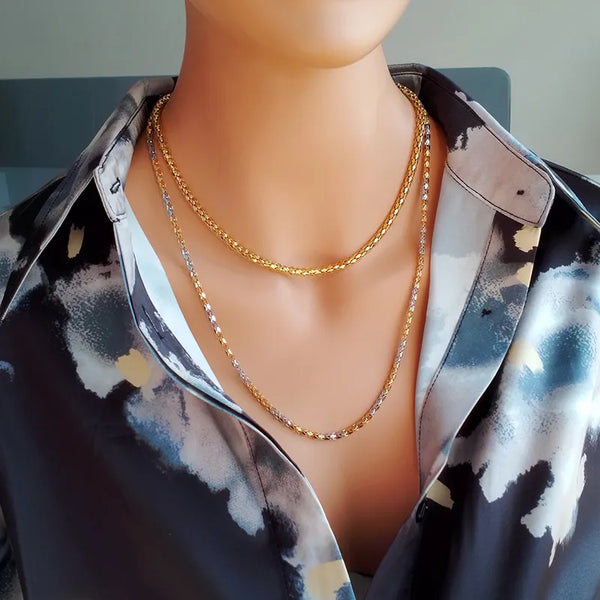 316L Stainless Steel Trendy Metal Choker Necklace For Women Gold Silver Mix Color Snake Chain
