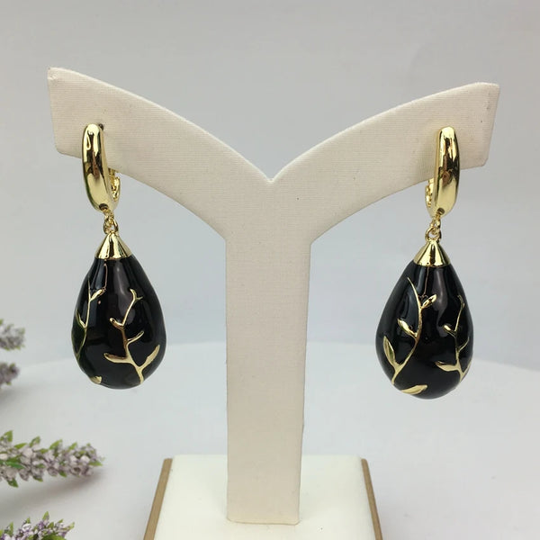 Pendientes chapados en oro de 24 quilates, pendientes colgantes únicos para mujer, regalos de fiesta
