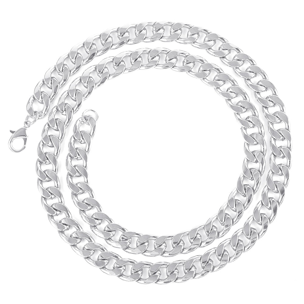 20mm Miami Prong Cuban Chain Link Silver Color Necklaces