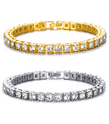 Hip Hop 4MM 1Row Bling CZ Iced Out Rhinestone Tennis Bracelet