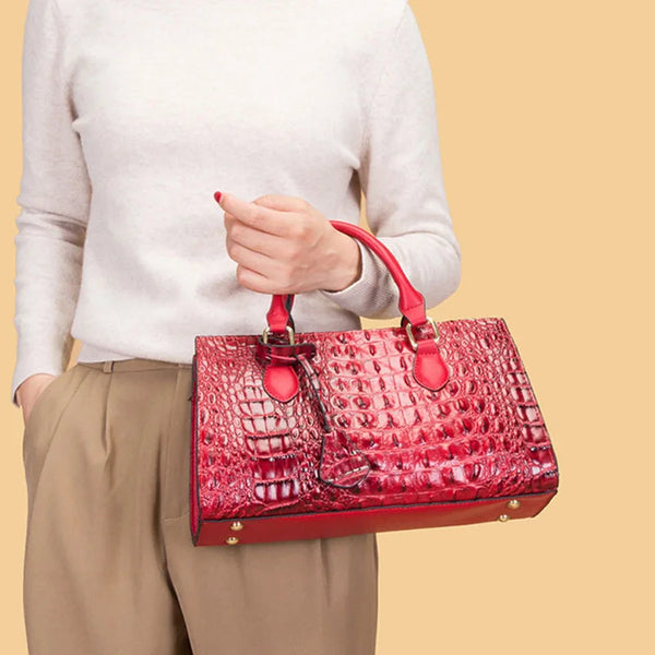 Retro Trendy Crocodile Pattern Tote Handbag Women Fashion Large Capacity 2 Piece Set