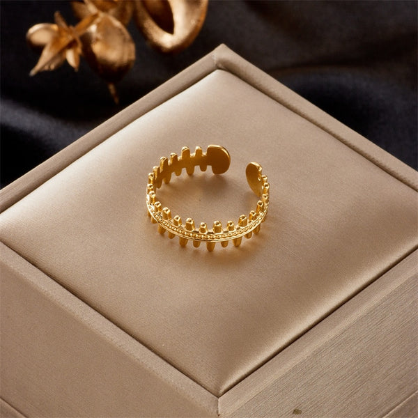 Anillo abierto de acero inoxidable 316L color dorado para mujer