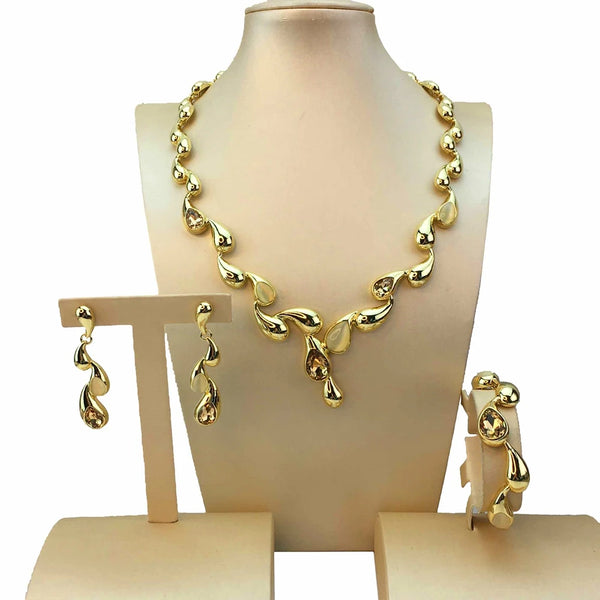 Hermoso collar de gota de agua con diamantes de imitación para mujer, joyería fina de Dubái