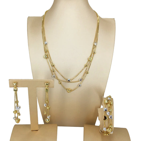 Conjuntos de joyería fina de tres capas con collar de Dubái para mujer