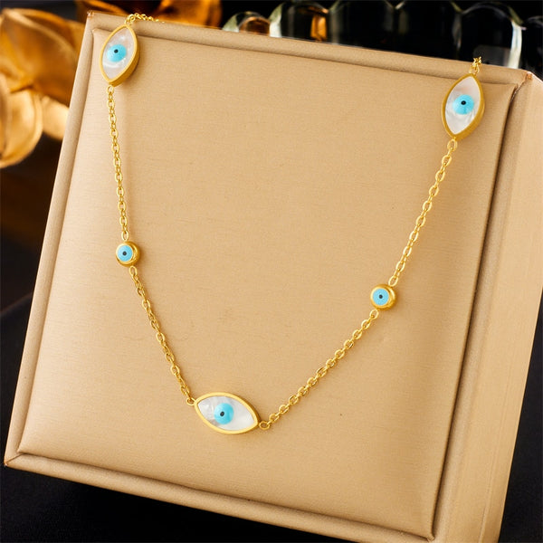 316L Stainless Steel Blue Eyes Pendant Necklace For Women