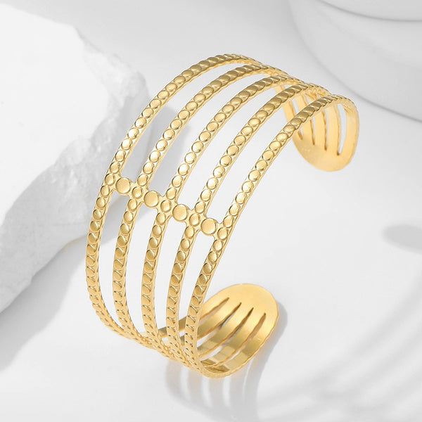 316L Stainless Steel Geometric Widening Cuff Bracelet For Women