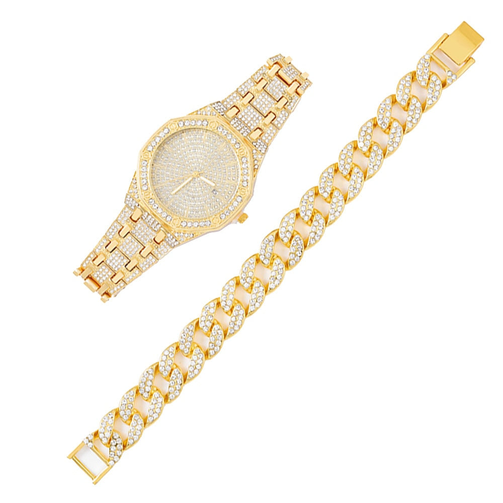 Women Luxury Iced Out Watches Bracelet Set
