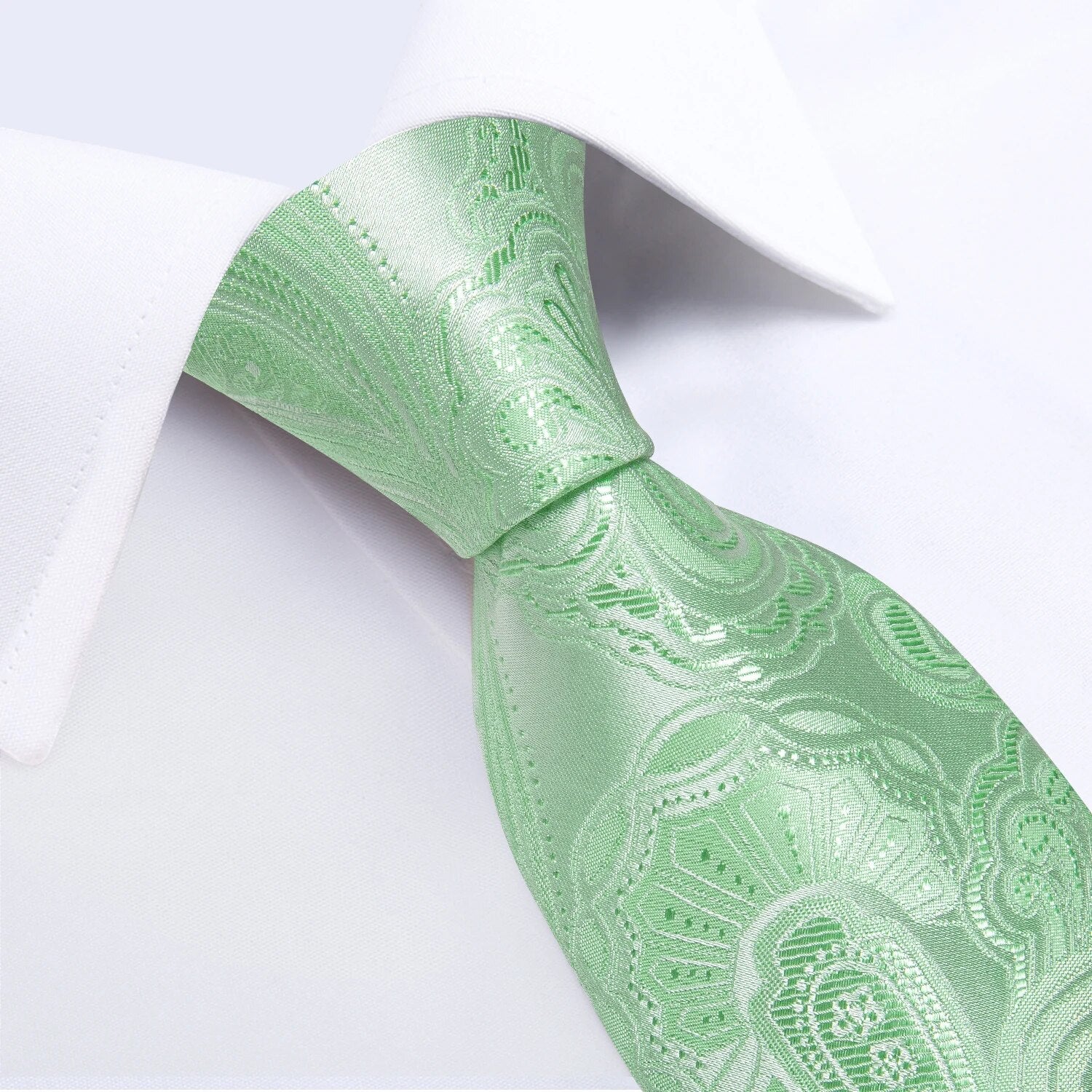 New Paisley Men's Ties Polyster Light Green Pink Blue Solid Necktie