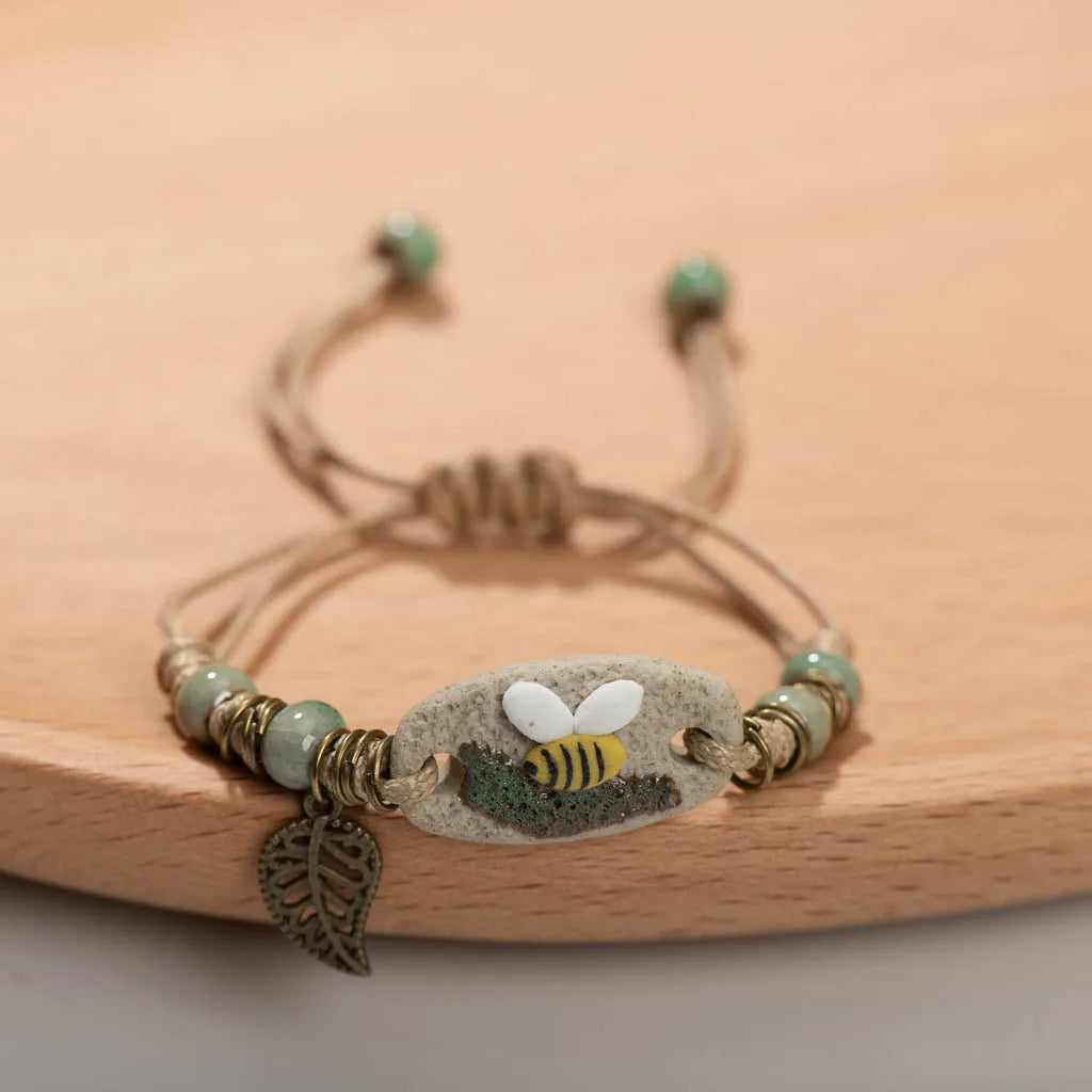 Forest Series Plant hand-kneaded Ceramic Adjustable DIY Bracelet For Women