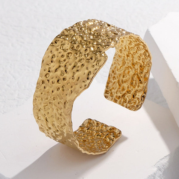 316L Stainless Steel Wide Irregular Cuff Bracelet For Women