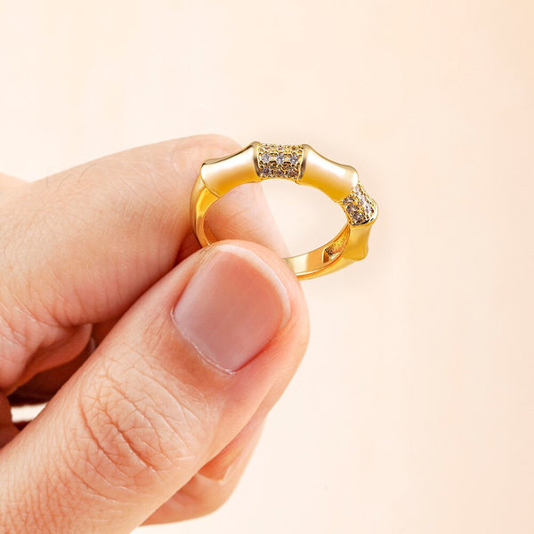 Anillo ajustable con apertura de circonitas de cristal geométricas de diseño simple de moda para mujer