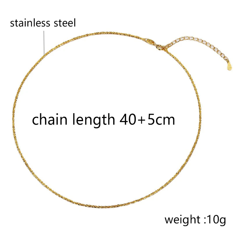 Sparkling Stainless Steel Necklace For Women Rose Gold Silver Color Clavicle Chain