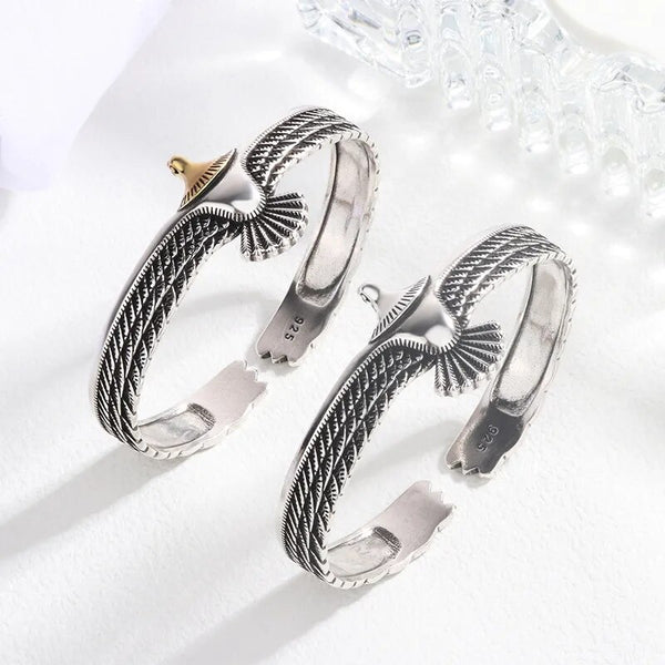 Pulsera de águila retro de color plata para hombre