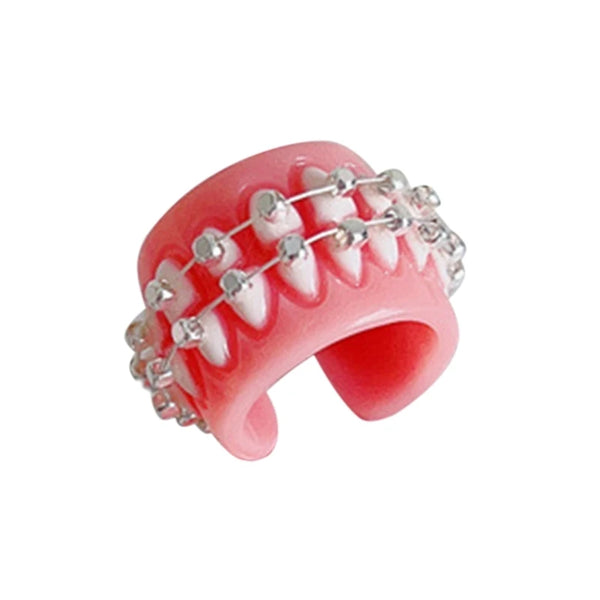 Punk Funny Colorful Acrylic Teeth Rings For Women