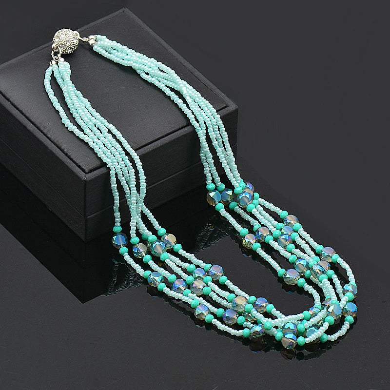 Trendy Big Round Crystal Beads Multilayers Necklaces Hand Chain