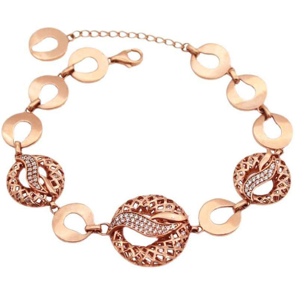 Pulsera redonda calada con cristales de oro rosa de 14 quilates y baño de oro púrpura 585 para mujer