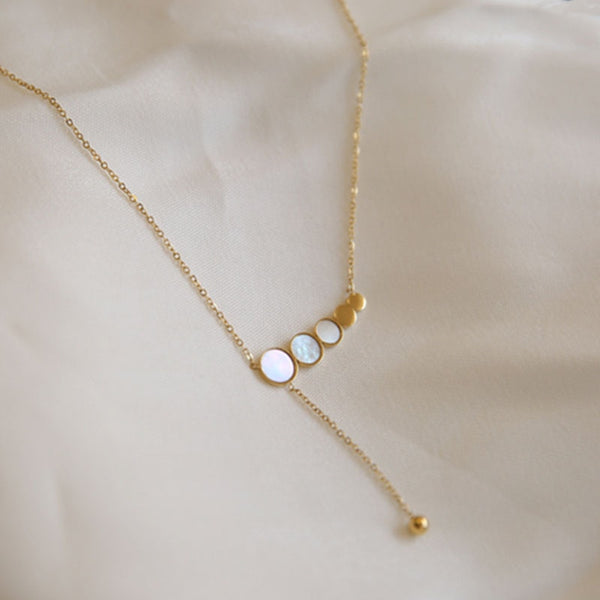 Gold Color Vintage Shell Round Tassel Pendant Necklace For Women