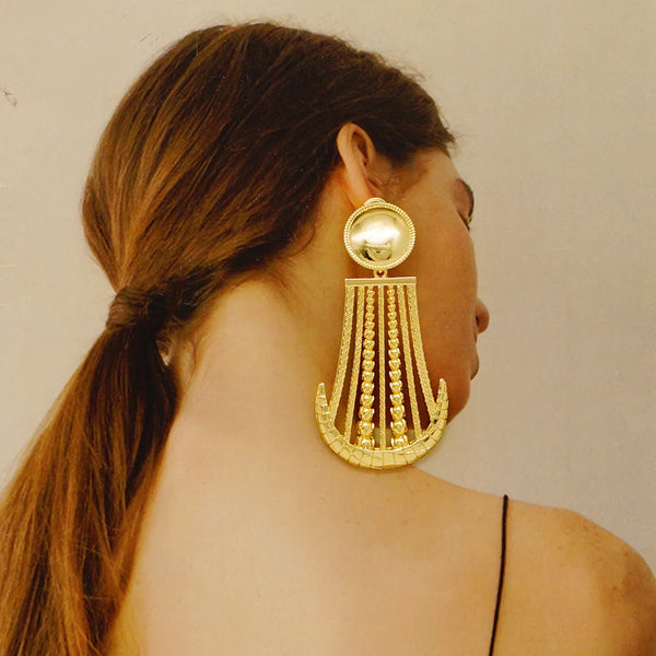 Fashion Hanging Long Earring Drop Dangle Earrings African Gold Color Earrings
