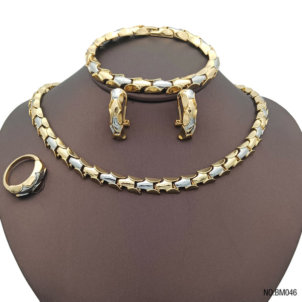 Conjunto de joyería italobrasileña para mujer, joyería nupcial, cadena fina