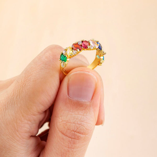Anillos de cristal de colores brillantes con circonita cúbica de lujo para mujer
