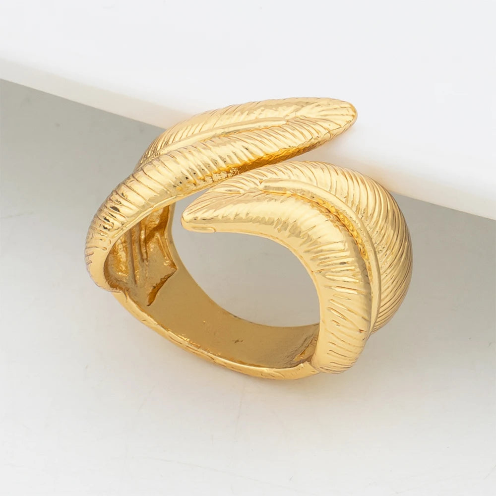 Dubai Leaf Cuff Bangle with Ring For Women