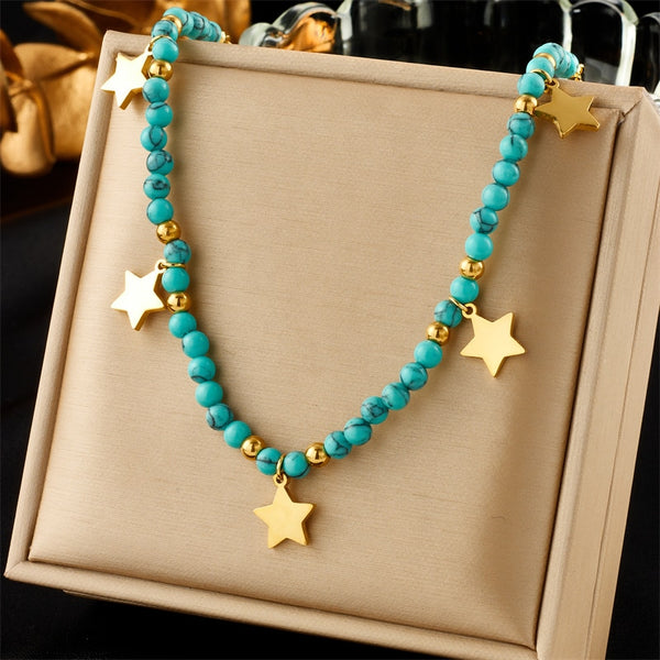 316L Stainless Steel Butterfly Eye Star Pendant Necklace For Women