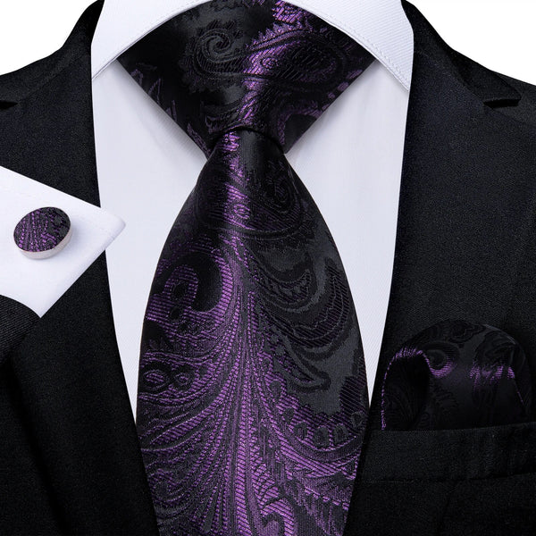 Corbatas de seda moradas de lujo para hombre, 8 cm de ancho, tejido jacquard, para bodas y fiestas.