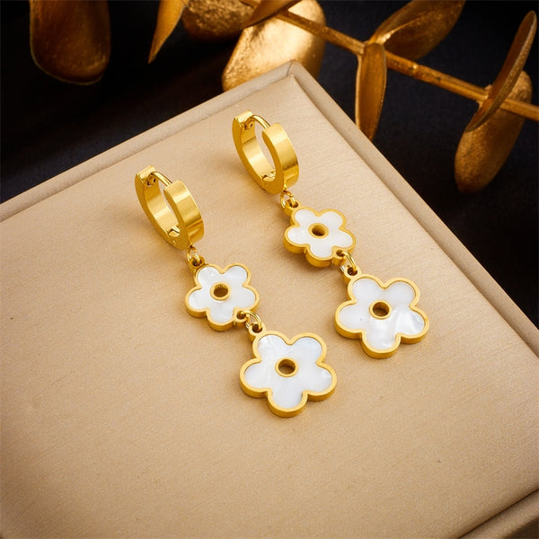 316L Stainless Steel Flowers Charm Earrings For Women
