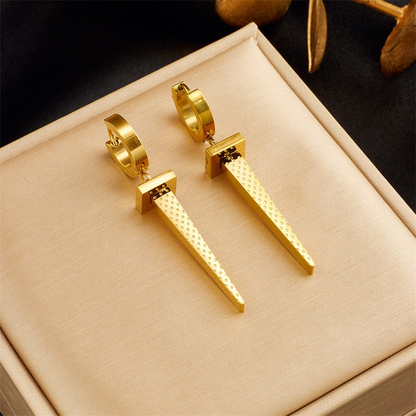 316L Stainless Steel Gold Color Geometric Triangles Earrings For Women