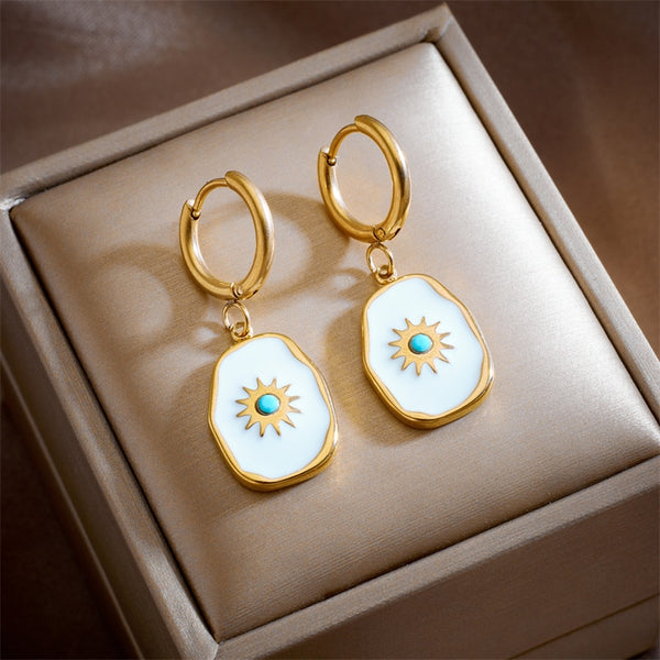 316L Stainless Steel Sun Hoop Earrings For Women