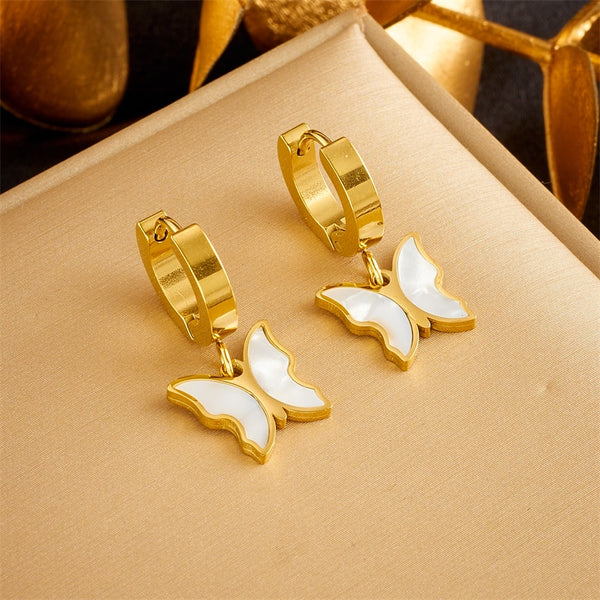 316L Stainless Steel Butterfly Pendant Earrings For Women