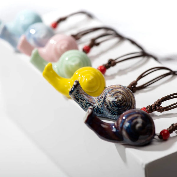 Charming Ceramic Snail Whistle Pendant