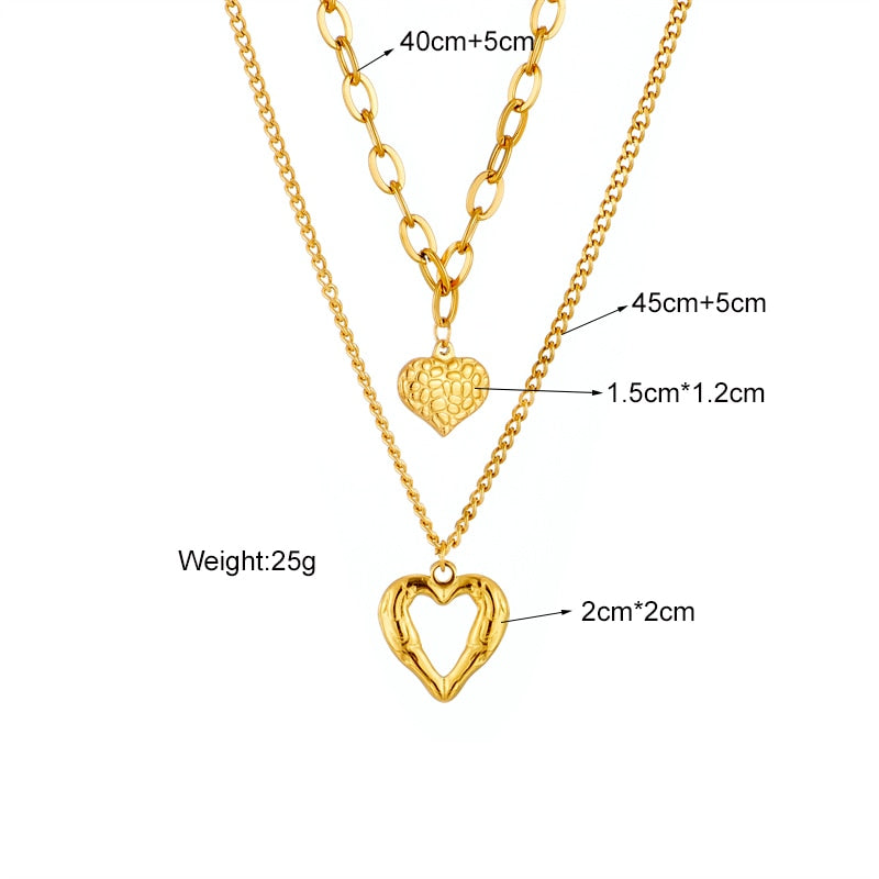 316L Stainless Steel Small Uneven Folds 2 Love Necklace