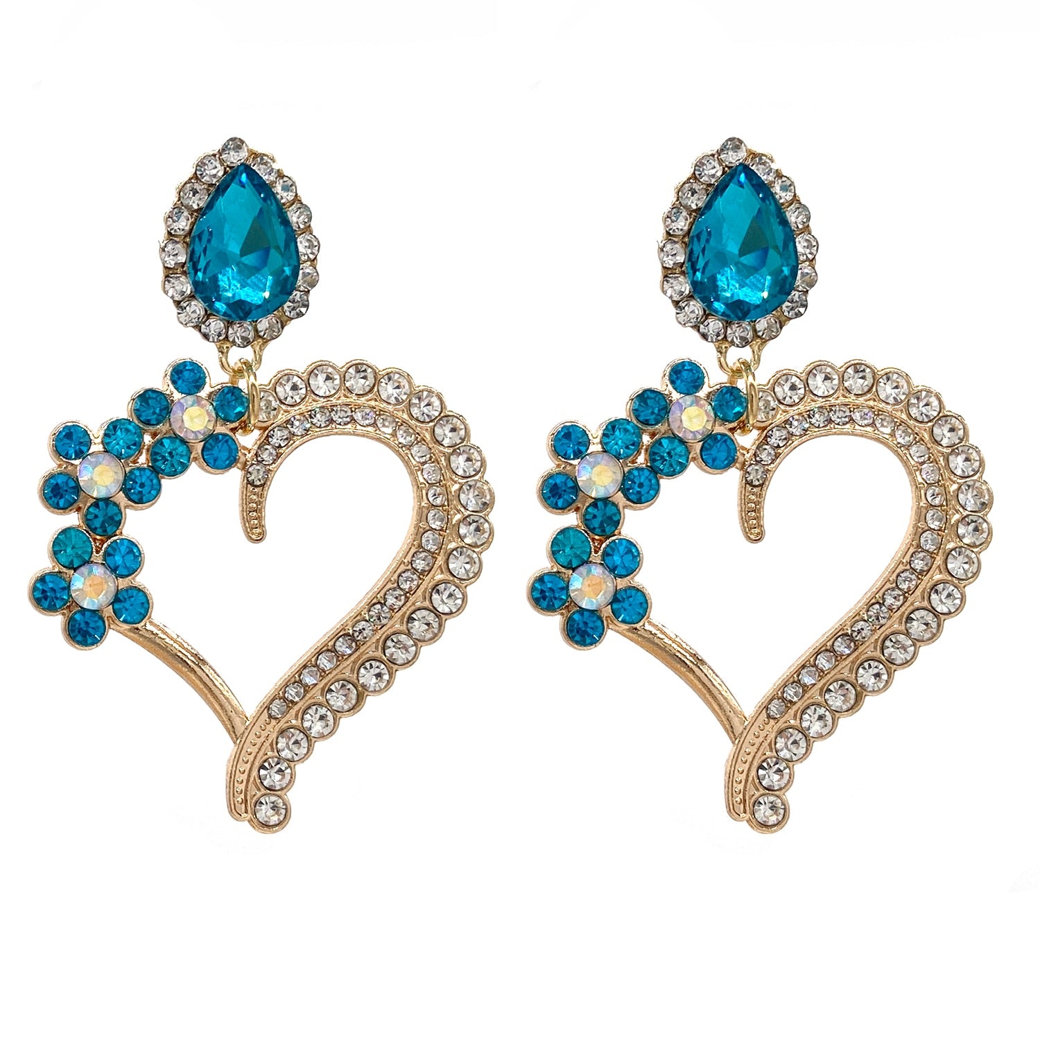 Blue Butterfly Crystal Earrings Statement Alloy Pendant Rhinestones Oorbellen For Women