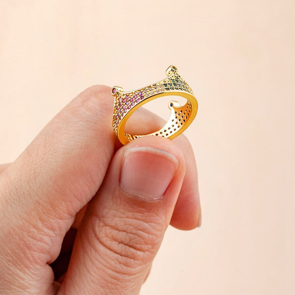 Anillos de regalo de aniversario abiertos para mujer con corona elegante
