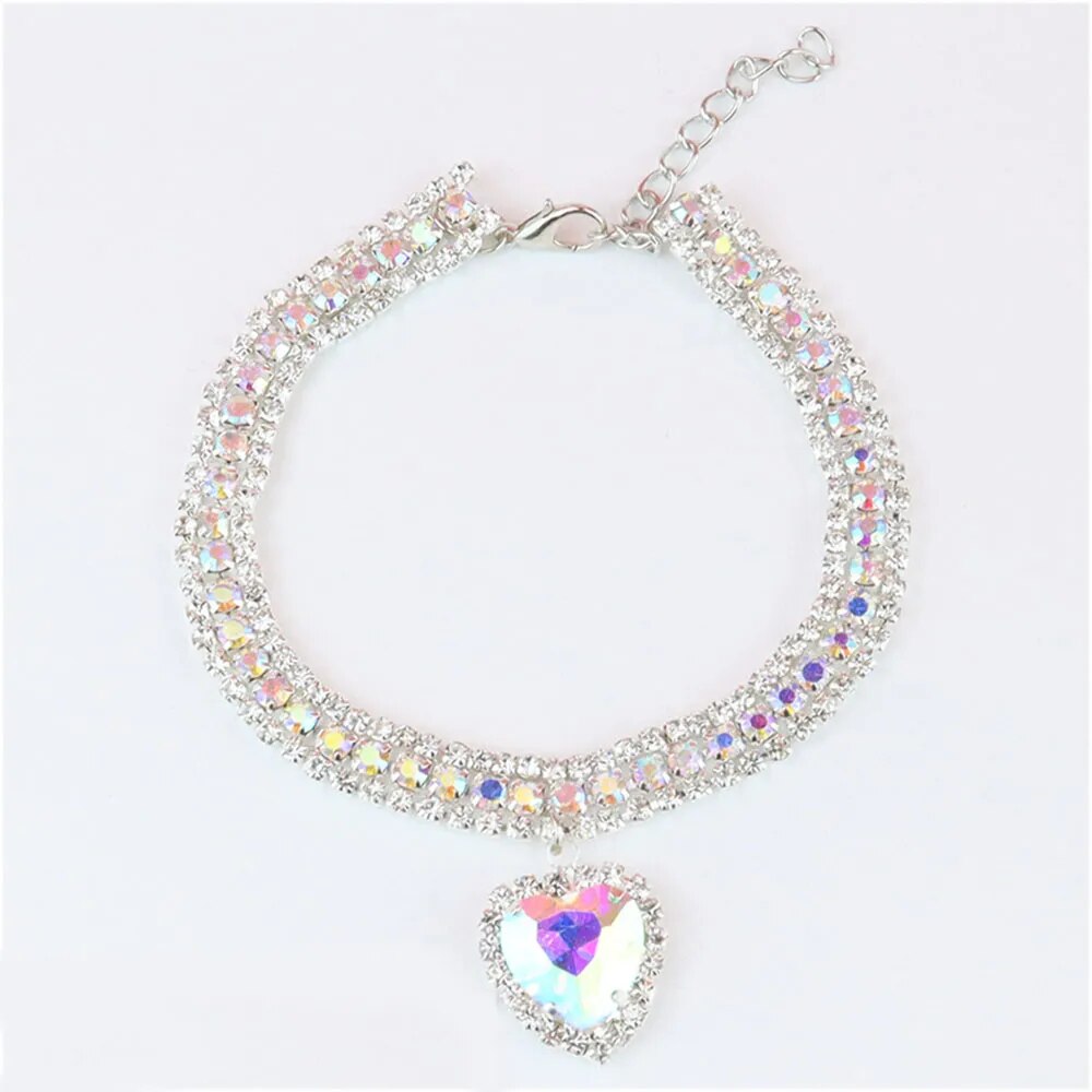 Cat Rhinestone Diamante Collar Necklace for Kitten Cute Bling Pet Accessories