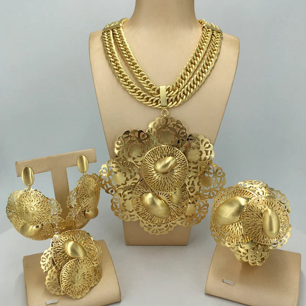 Nuevo conjunto de joyería brasileña con collar de flores grandes y joyas atrevidas para mujer