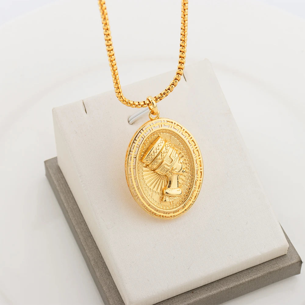 Gold Color Pharaoh Pendant with Chain