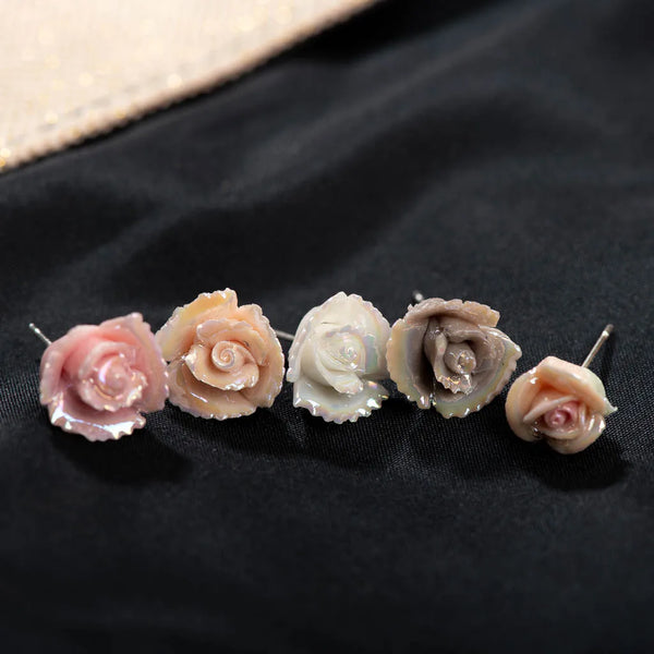High-Quality Colored Gold Plated Flower Ceramic Earrings