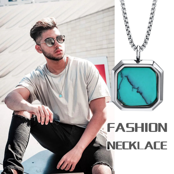 Men's Square Natural Stone Necklaces