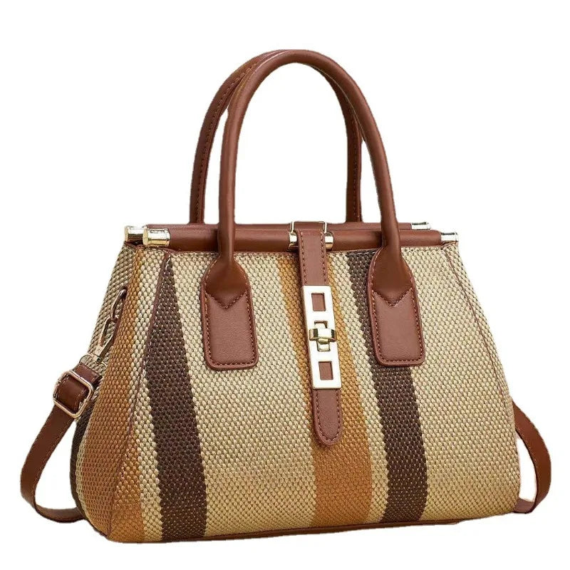 Fashion Women's Single Shoulder Crossbody Bags Striped Contrasting Color Portable Handbag