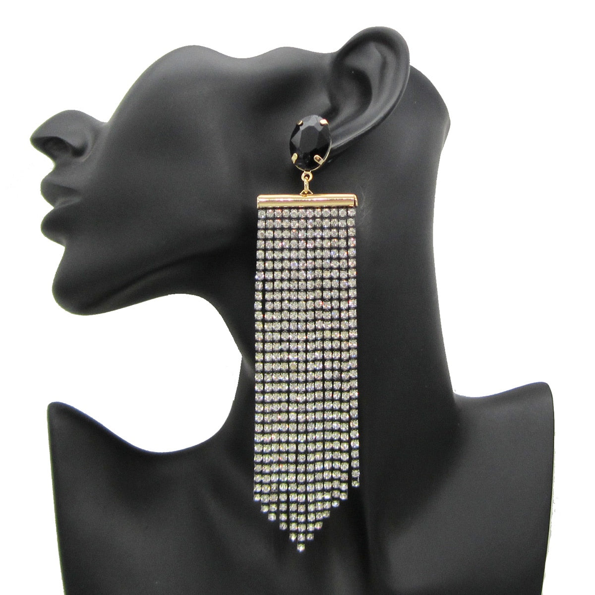 Europe And America New Exaggerated Full Rhinestone Tassel Earrings For Women