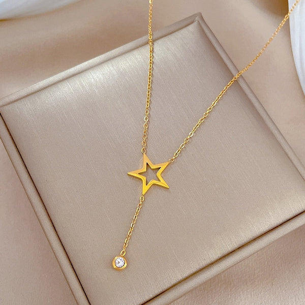 316L Stainless Steel Pentagram Star Long Pendant Pendant Necklace For Women